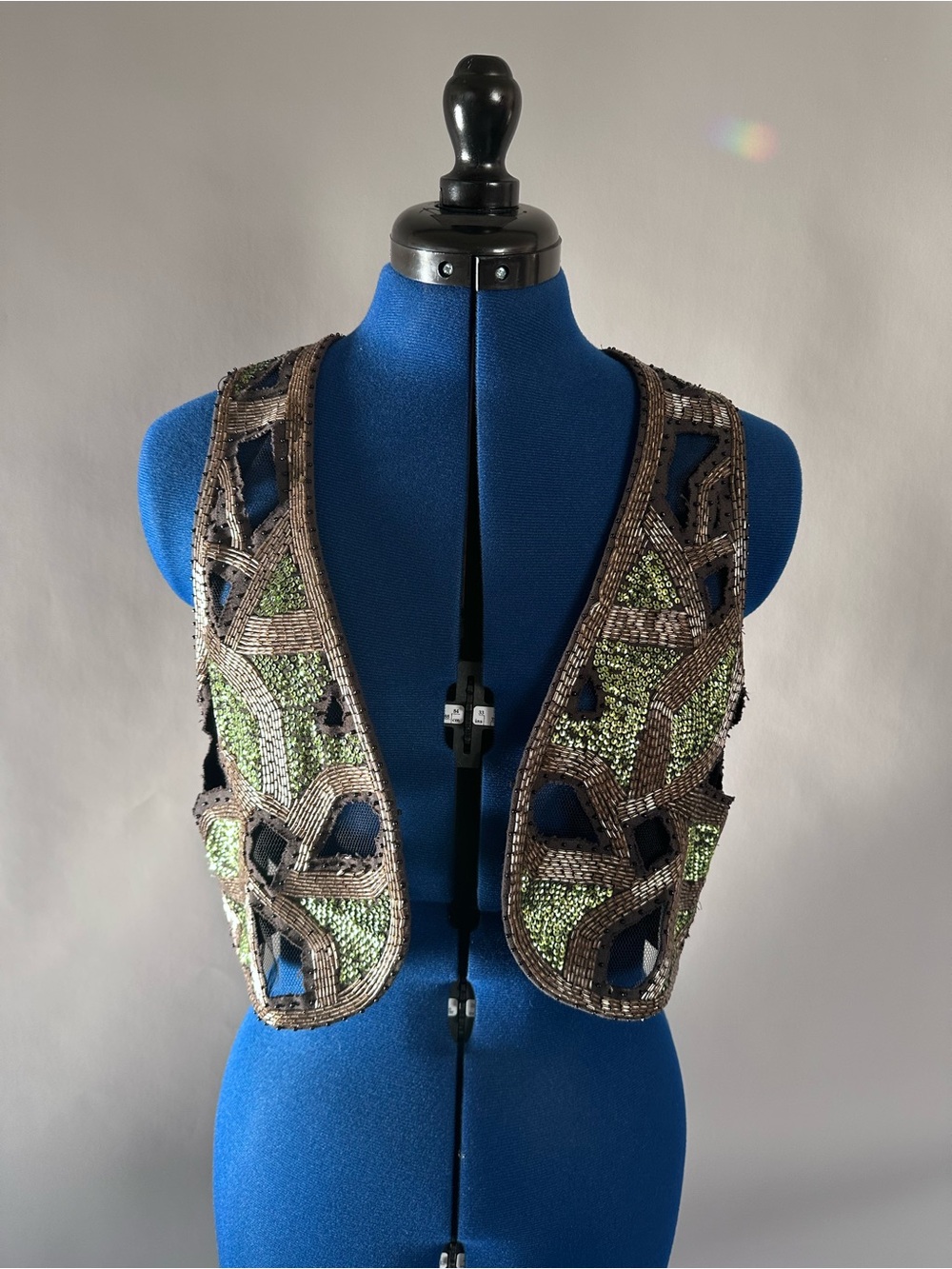 Phillip Lim Beaded Cutout Vest - Green and Brown
